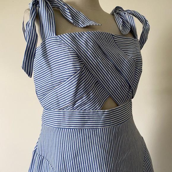 Revolve BARDOT Striped Shoulder Tie Dress sz L - Picture 5 of 5
